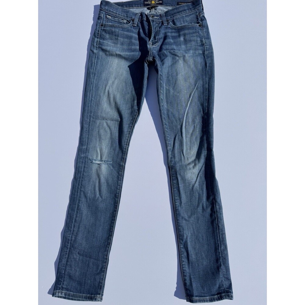 Lucky Brand Charlie Skinny Jeans Women’s 28 Medium Wash Distressed Denim